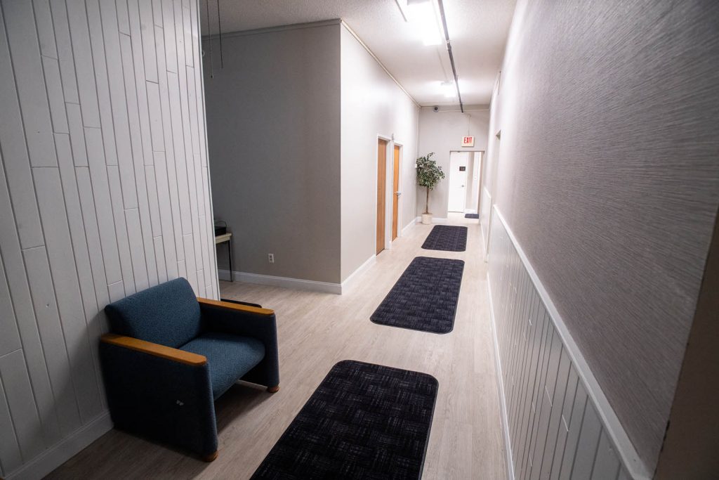 A hallway in the Wellness Center for Recovery.